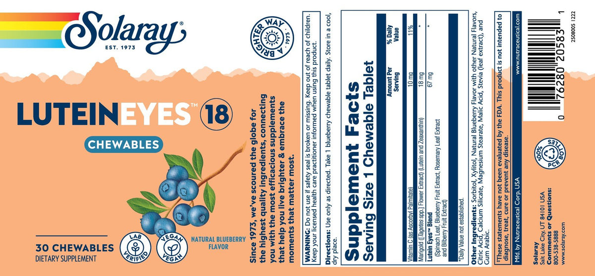 Solaray Lutein Eyes Blueberry 30 Chewable