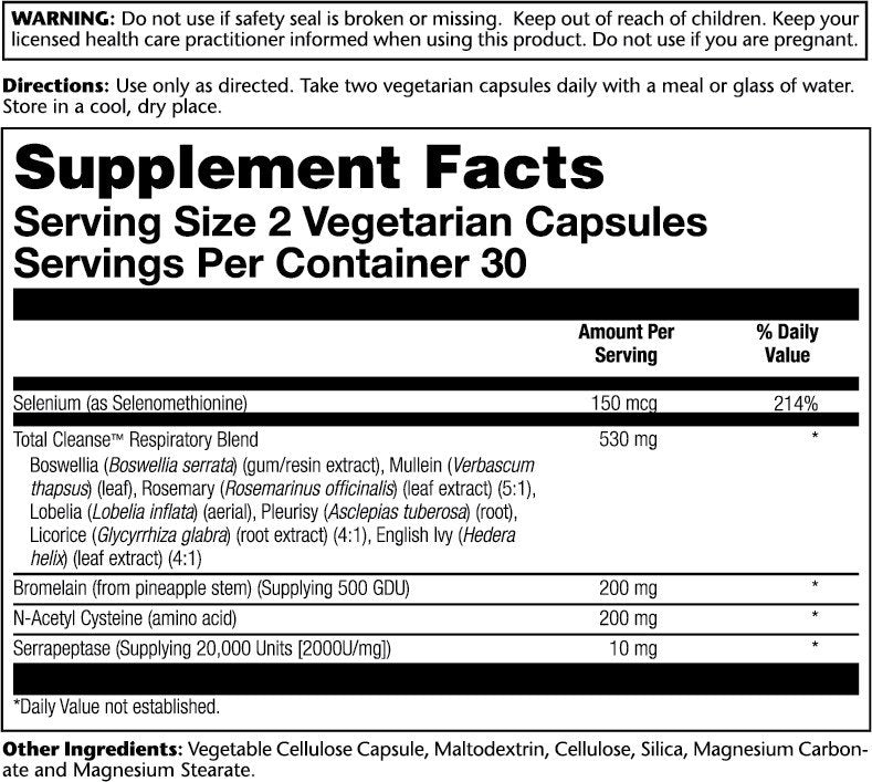 Solaray Total Cleanse Respiratory 60 VegCap