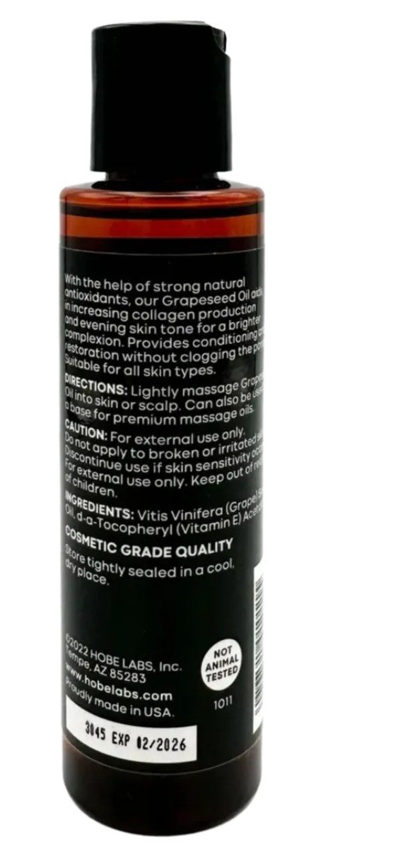 Hobe Labs Beauty Oil Grapeseed 4 oz Oil