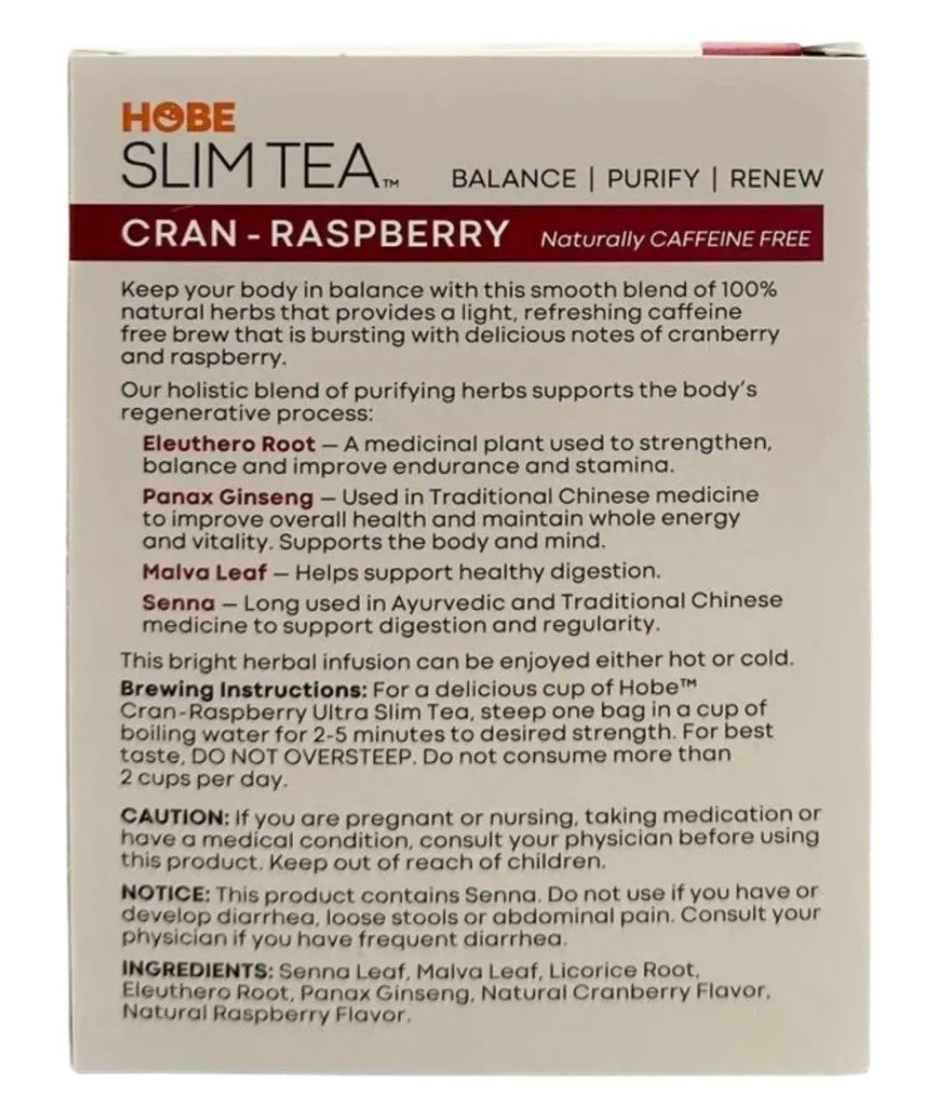 Hobe Labs Ultra Slim Tea-Cranberry/Raspberry 24 Bag