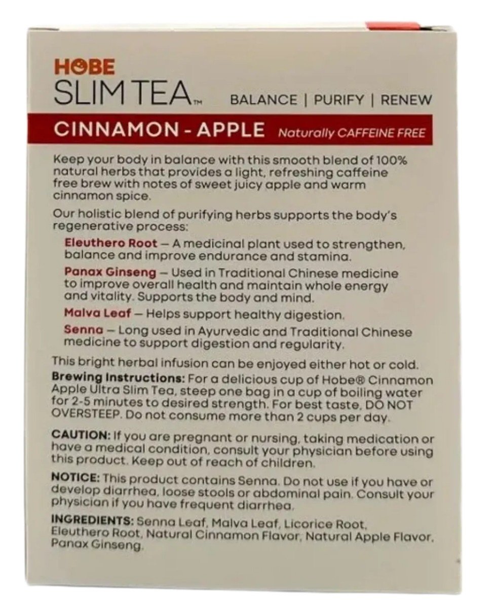 Hobe Labs Ultra Slim Tea-Cinnamon/Apple 24 Bag