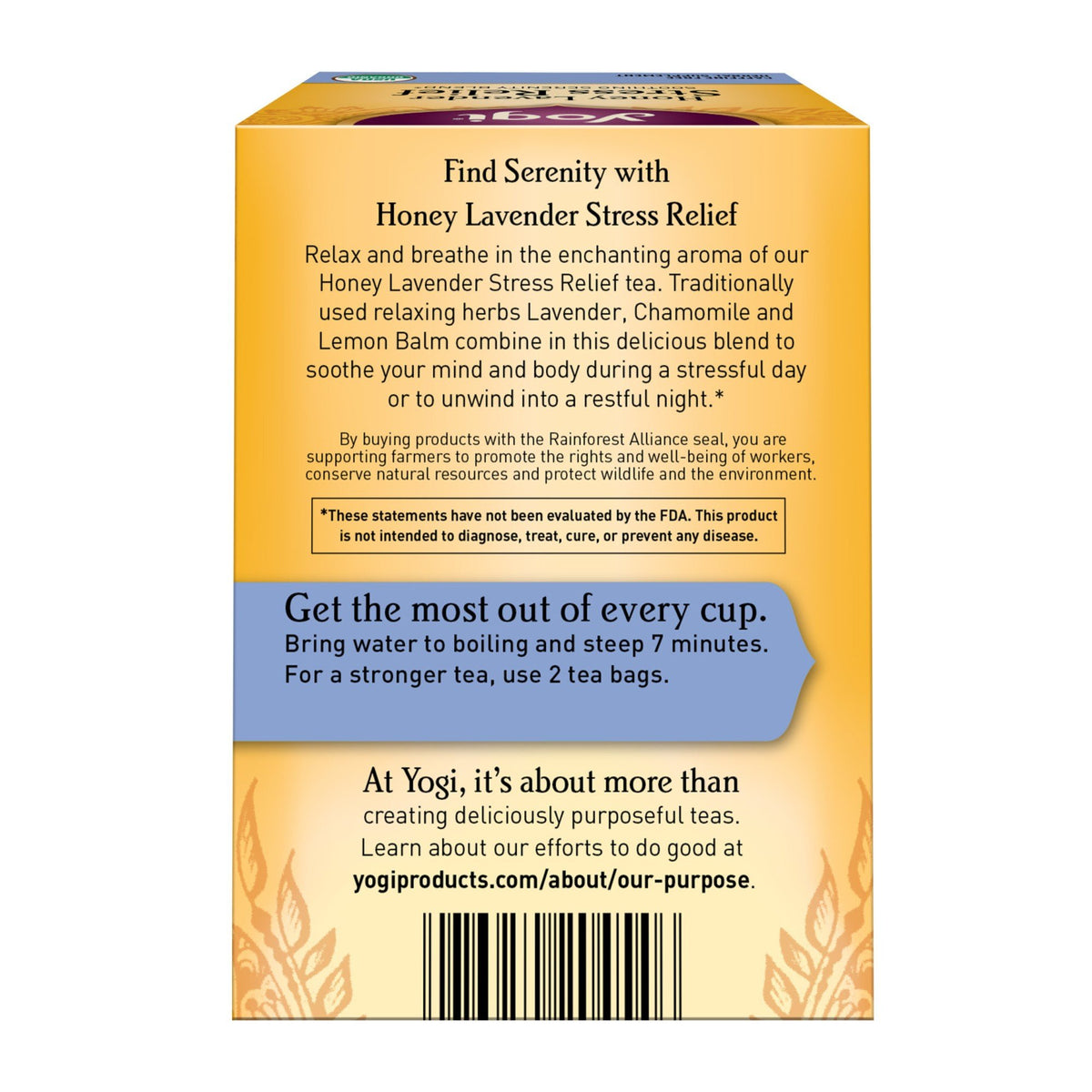 Yogi Teas Honey Lavender Stress Relief Organic Tea 16 Bag