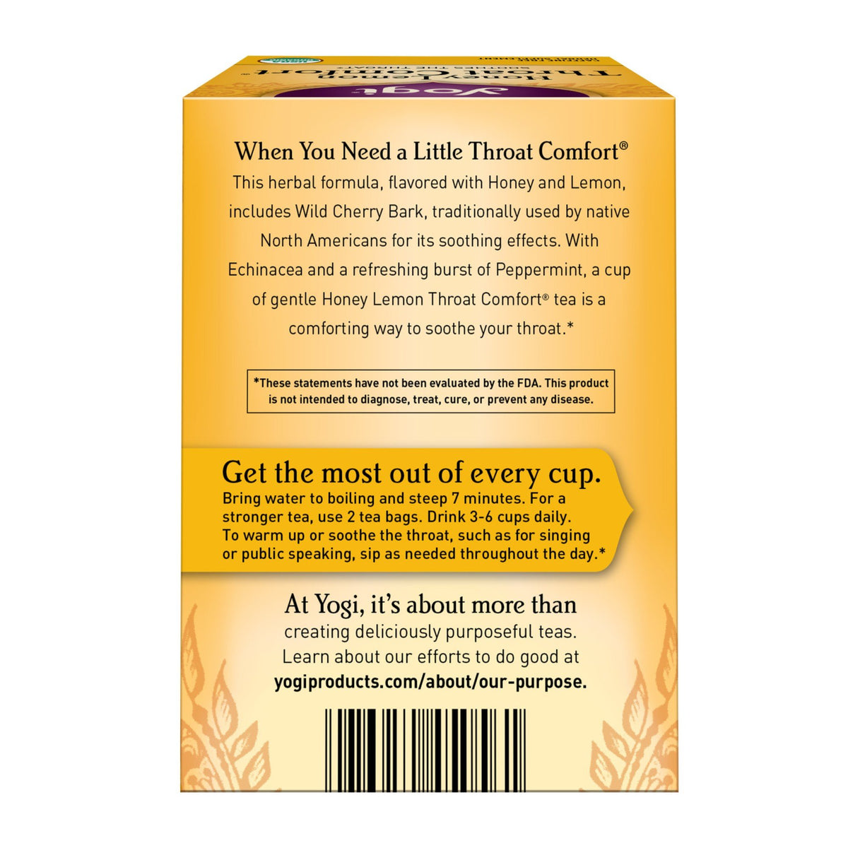 Yogi Teas Honey Lemon Throat Comfort-Organic Tea 16 Bag
