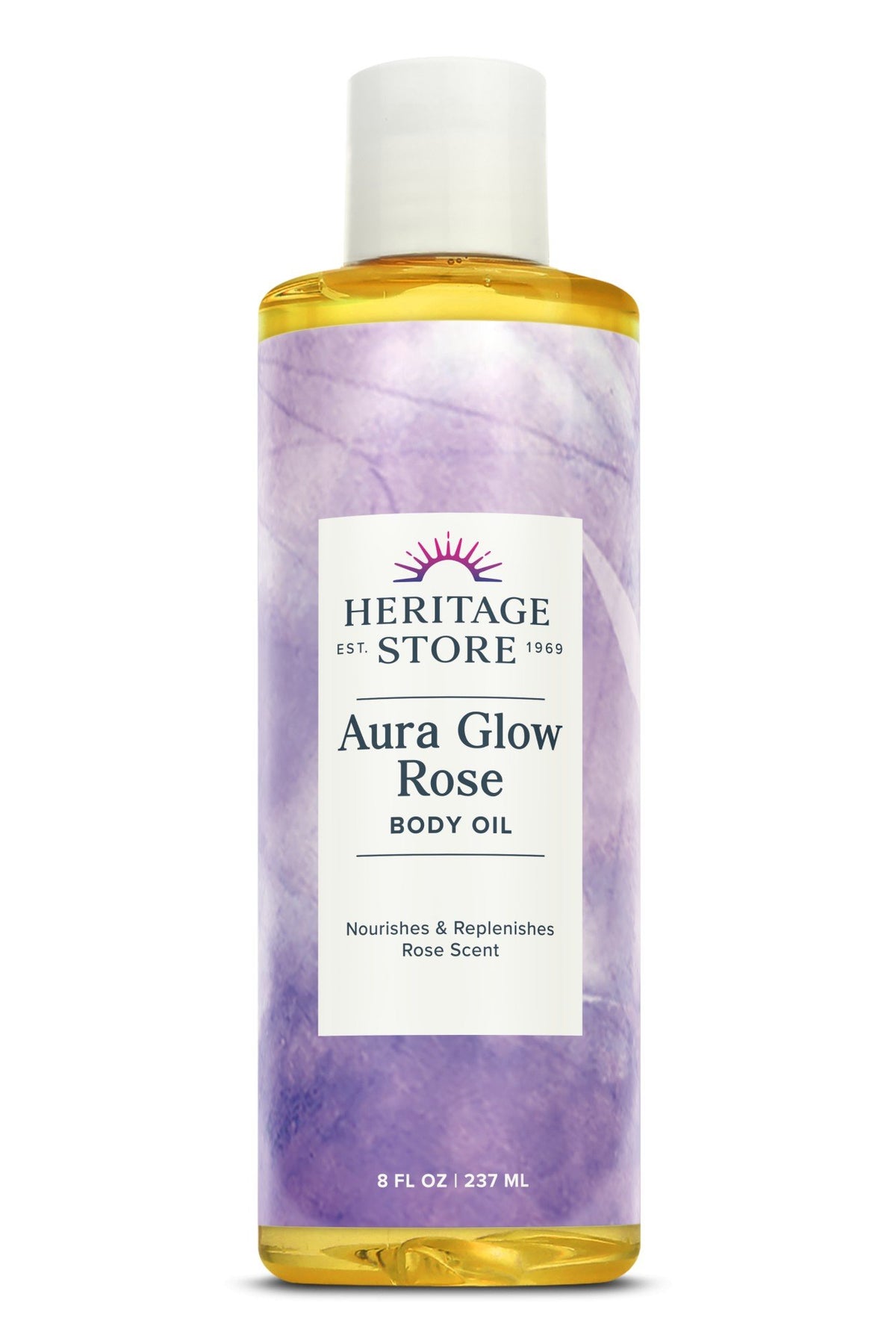 Heritage Store Aura Glow Massage Oil-Rose 8 oz Liquid