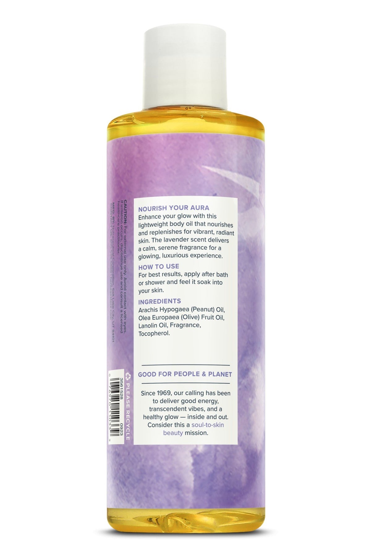 Heritage Store Aura Glow Massage Oil-Lavender 8 oz Liquid