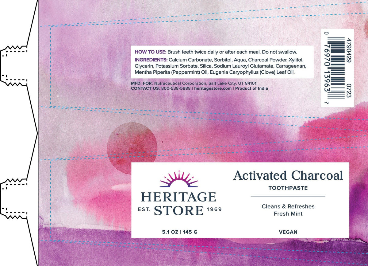 Heritage Store Activated Charcoal Toothpaste Mint 5.1 oz Paste