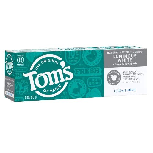 Tom&#39;s Of Maine Fluoride Toothpastes Luminous White Clean Mint 4 oz Paste