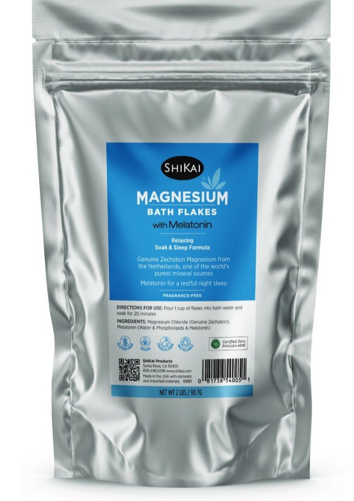Shikai Magnesium Bath Flakes with Melatonin 2 lb Flakes