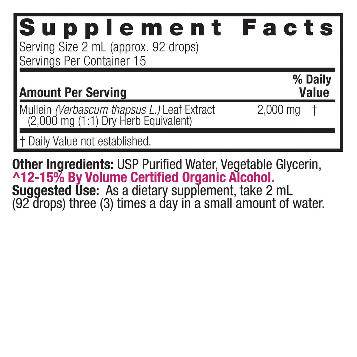 Nature's Answer Mullein Leaf Extract 1 oz Liquid