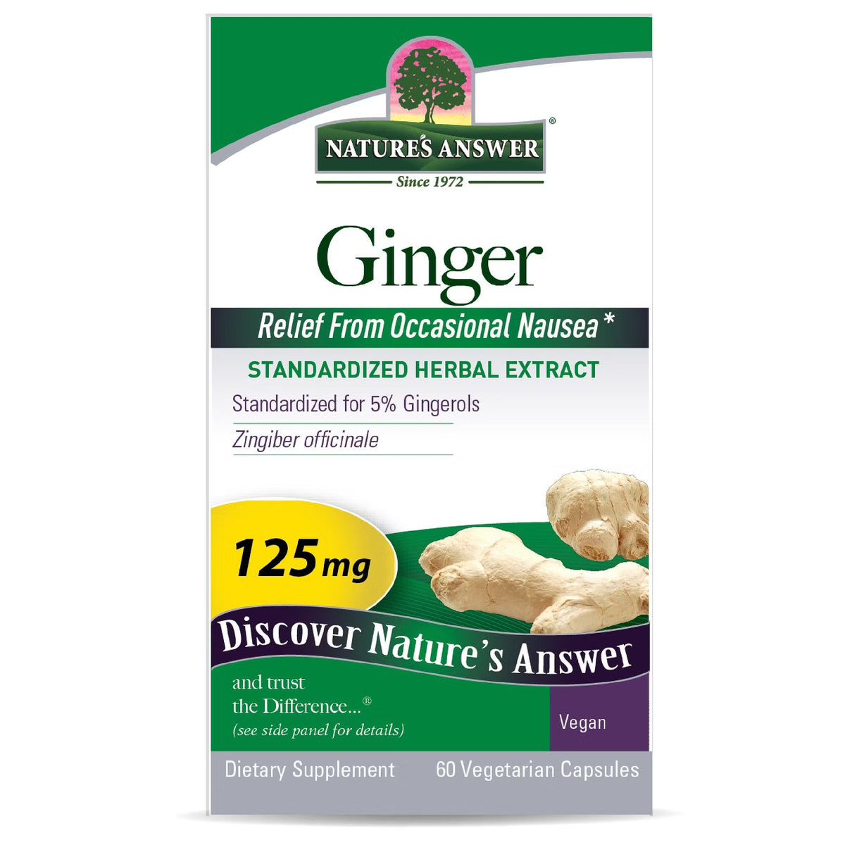 Nature's Answer Ginger Rhizome Standardized 60 VegCap