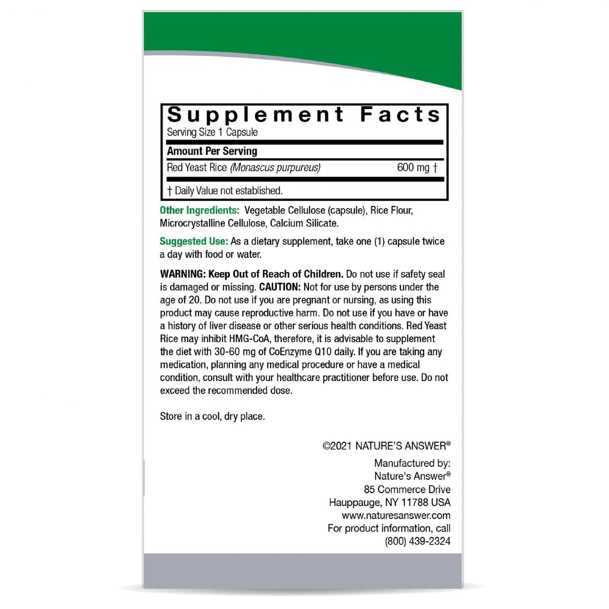 Nature's Answer Red Yeast Rice 600mg 90 Softgel