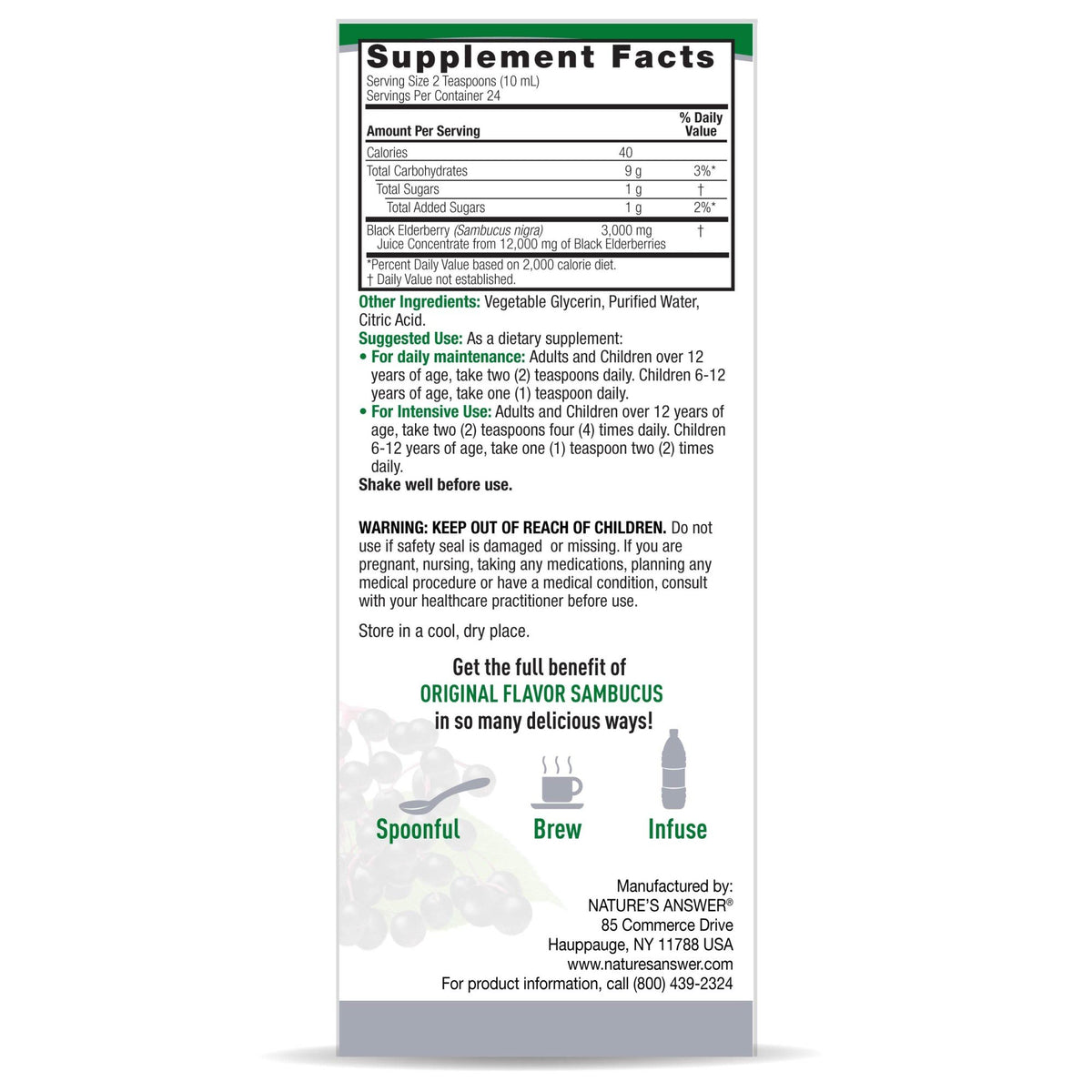 Nature's Answer Sambucus 8 oz Liquid