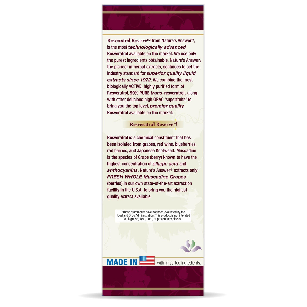 Nature's Answer Resveratrol Reserve 5 oz Liquid
