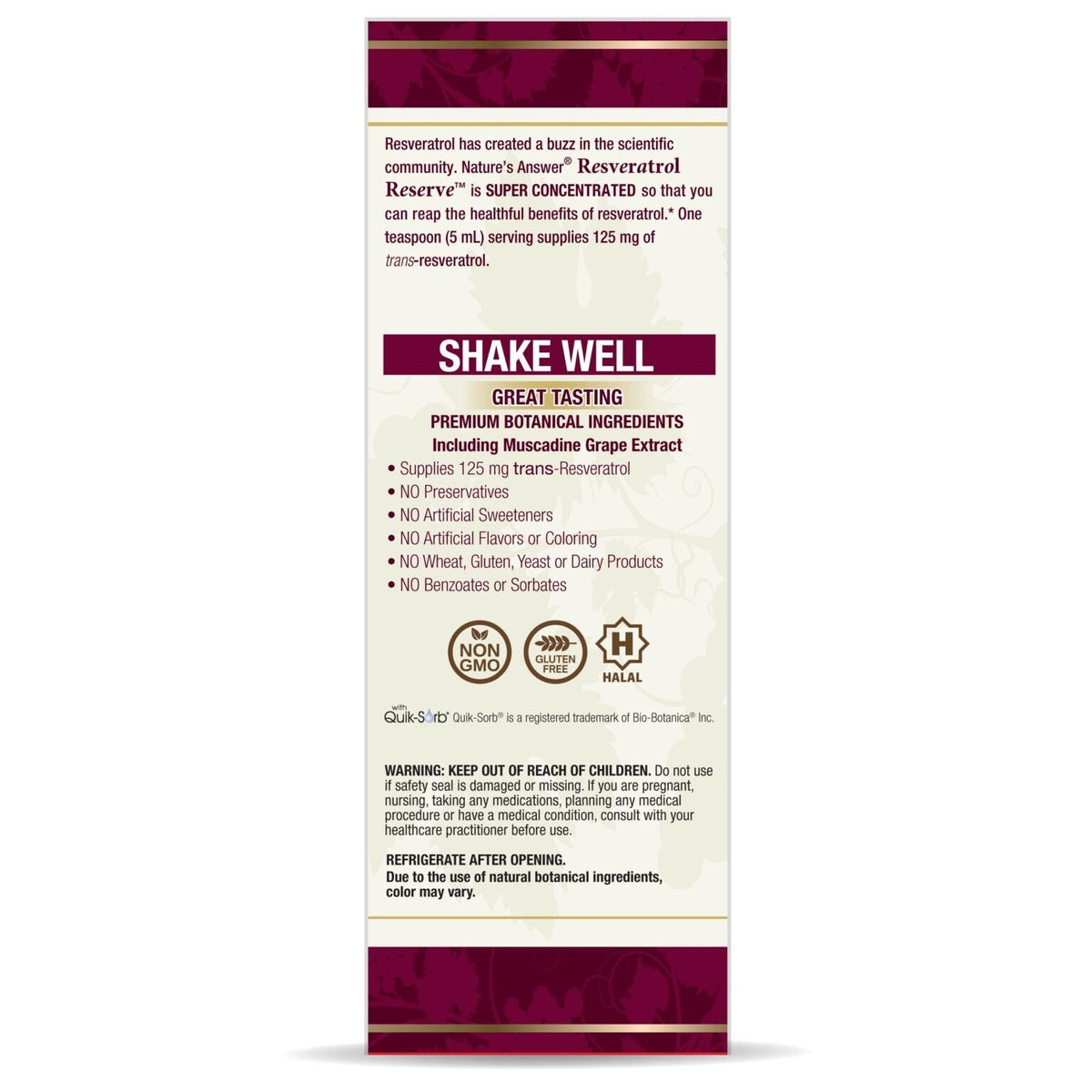 Nature's Answer Resveratrol Reserve 5 oz Liquid