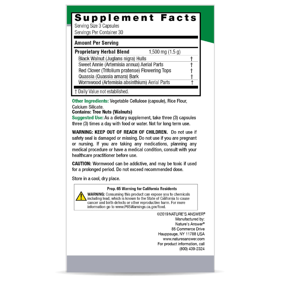 Nature's Answer Black Walnut & Wormwood 90 VegCap