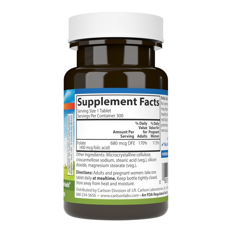 Carlson Laboratories Folic Acid 400mcg 300 Caplet
