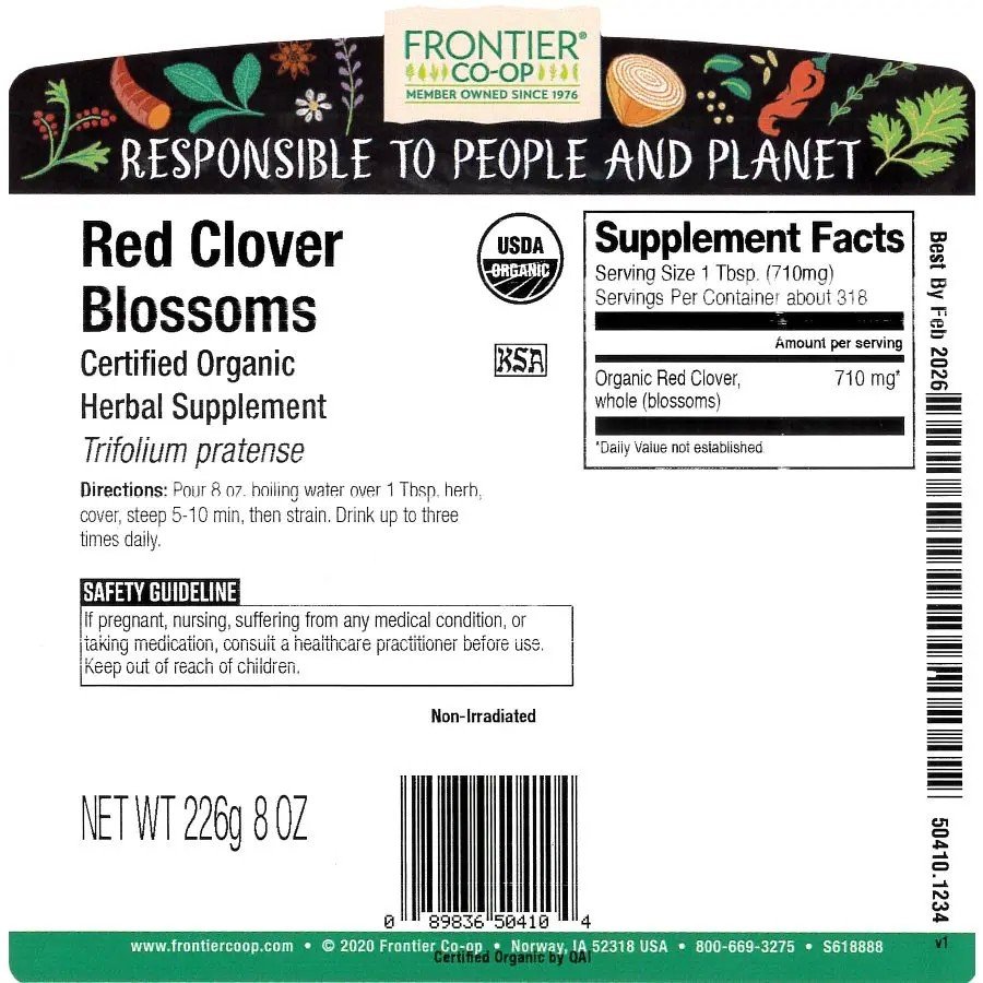 Frontier Natural Products Whole Organic Red Clover Blossoms 8 oz(1/2 lb) Bulk