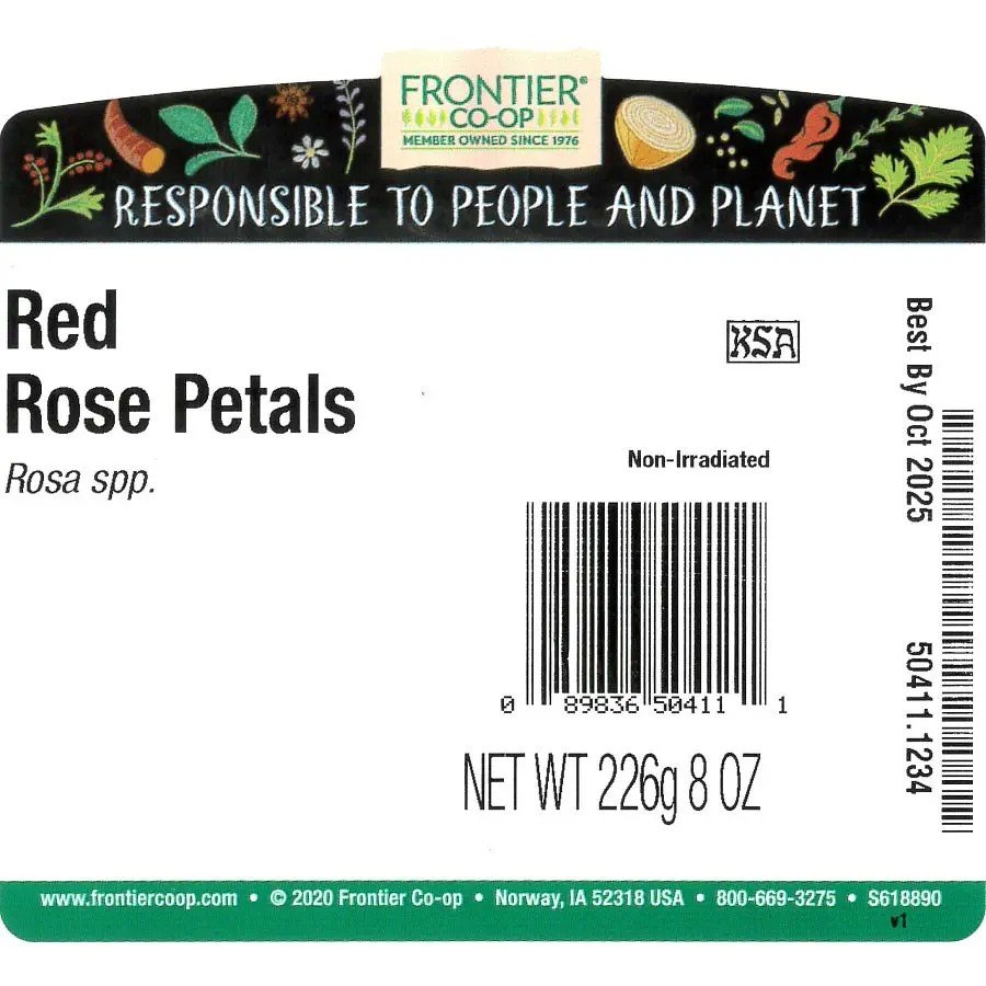 Frontier Natural Products Red Rose Petals 8 oz(1/2 lb) Bulk