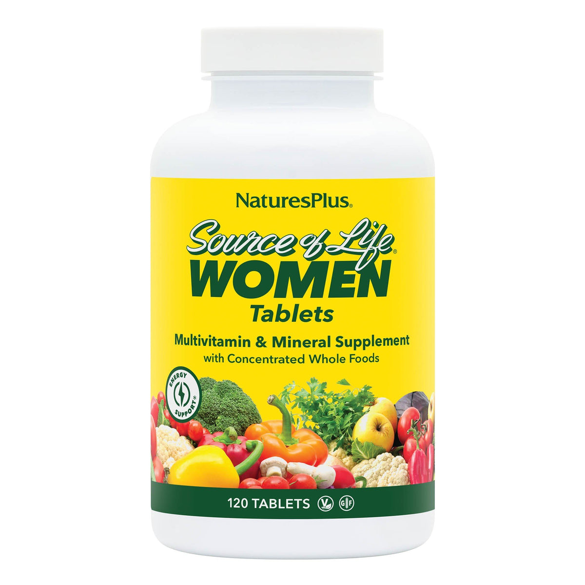 Source of Life Women's | Natures Plus | Multivitamin | Multimineral | Concentrated Whole Foods | Energy Support | Gluten Free | 120 Tablets | VitaminLife