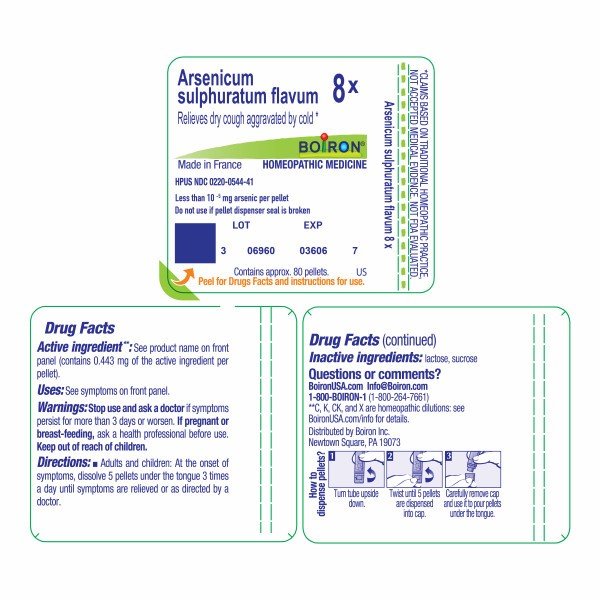 Boiron Arsenicum Sulphuratum Flavum 8X Homeopathic Single Medicine For Cough, Cold &amp; Flu 80 Pellet