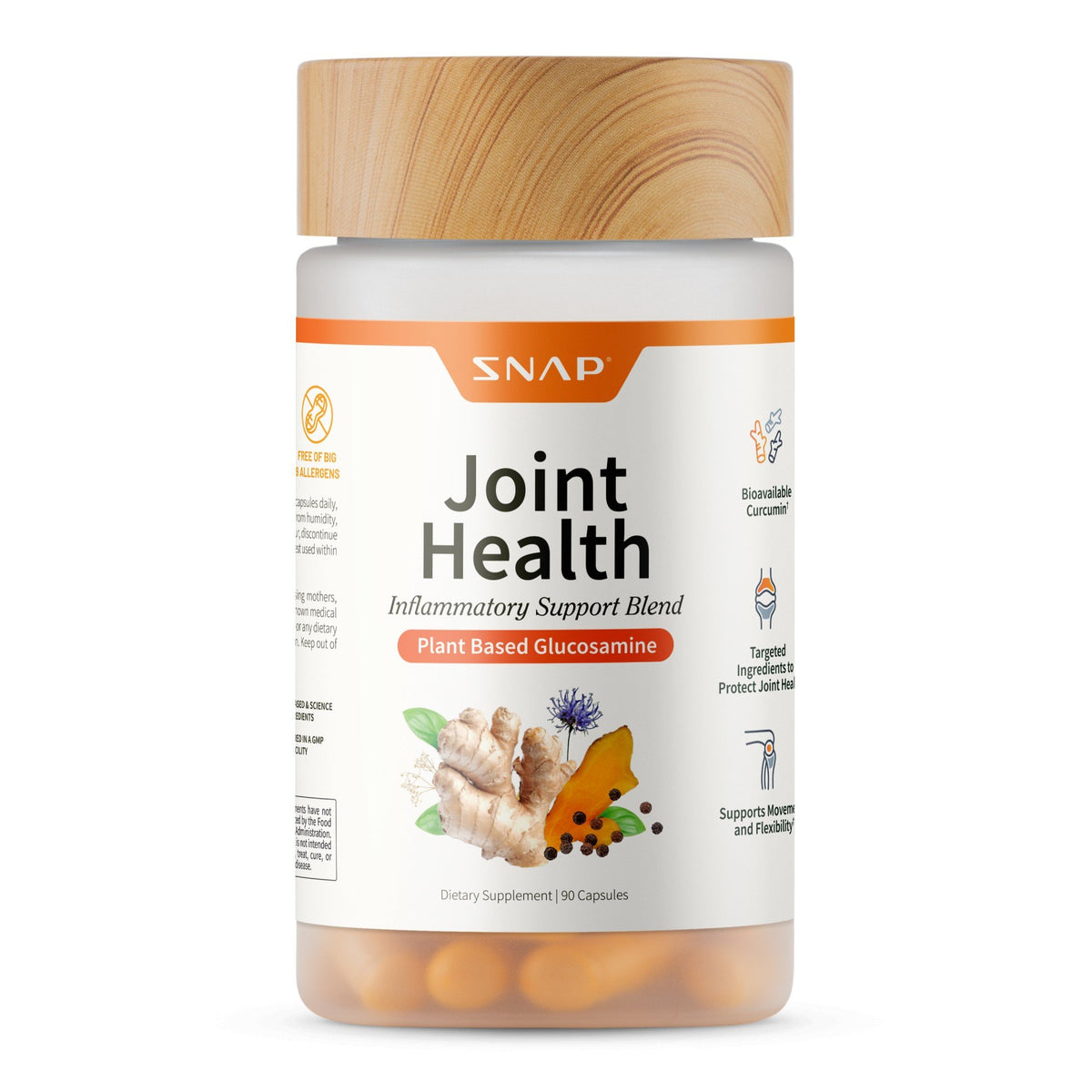 Snap Supplements Joint Health - Inflammatory Support Blend - Plant Based Glucosamine 90 Capsule