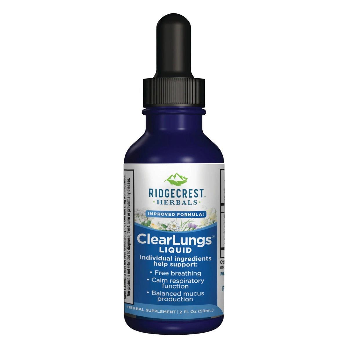 ClearLungs Liquid | Ridgecrest Hrebals | Free Breathing | Calm Respiratory Function | Balanced Mucus Production | Herbal Supplement | 2 fluid ounces | 59 milliliters | VitaminLife