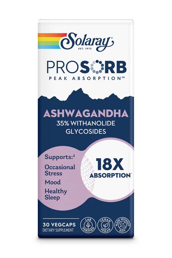 Solaray ProSorb Ashwagandha 35% Withanolide Glycosides 30 Vegetarian Capsules