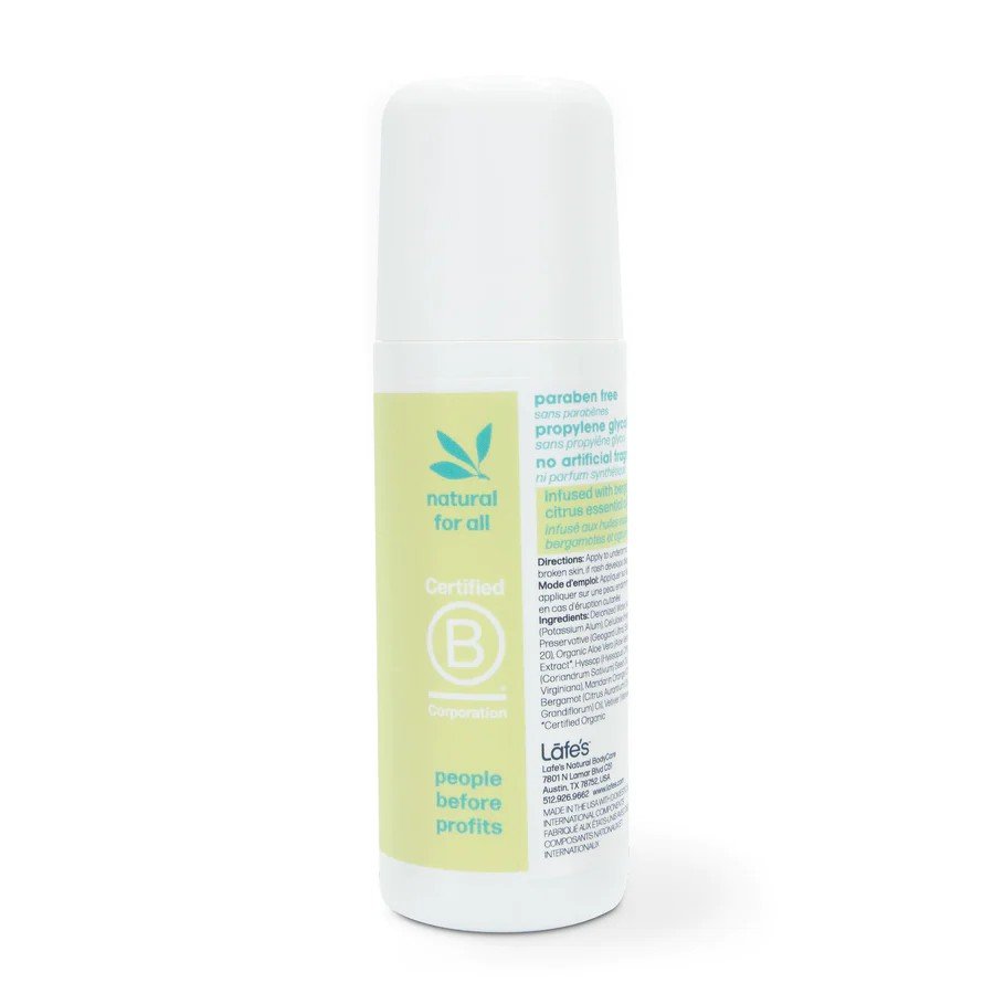 Lafe&#39;s Natural Bodycare Lafe&#39;s Natural Roll-On Deodorant Active Citrus &amp; Bergamot 3 oz Roll-On