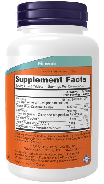 Now Foods Calcium Citrate With Magnesium, Zinc & Manganese 100 Tablet