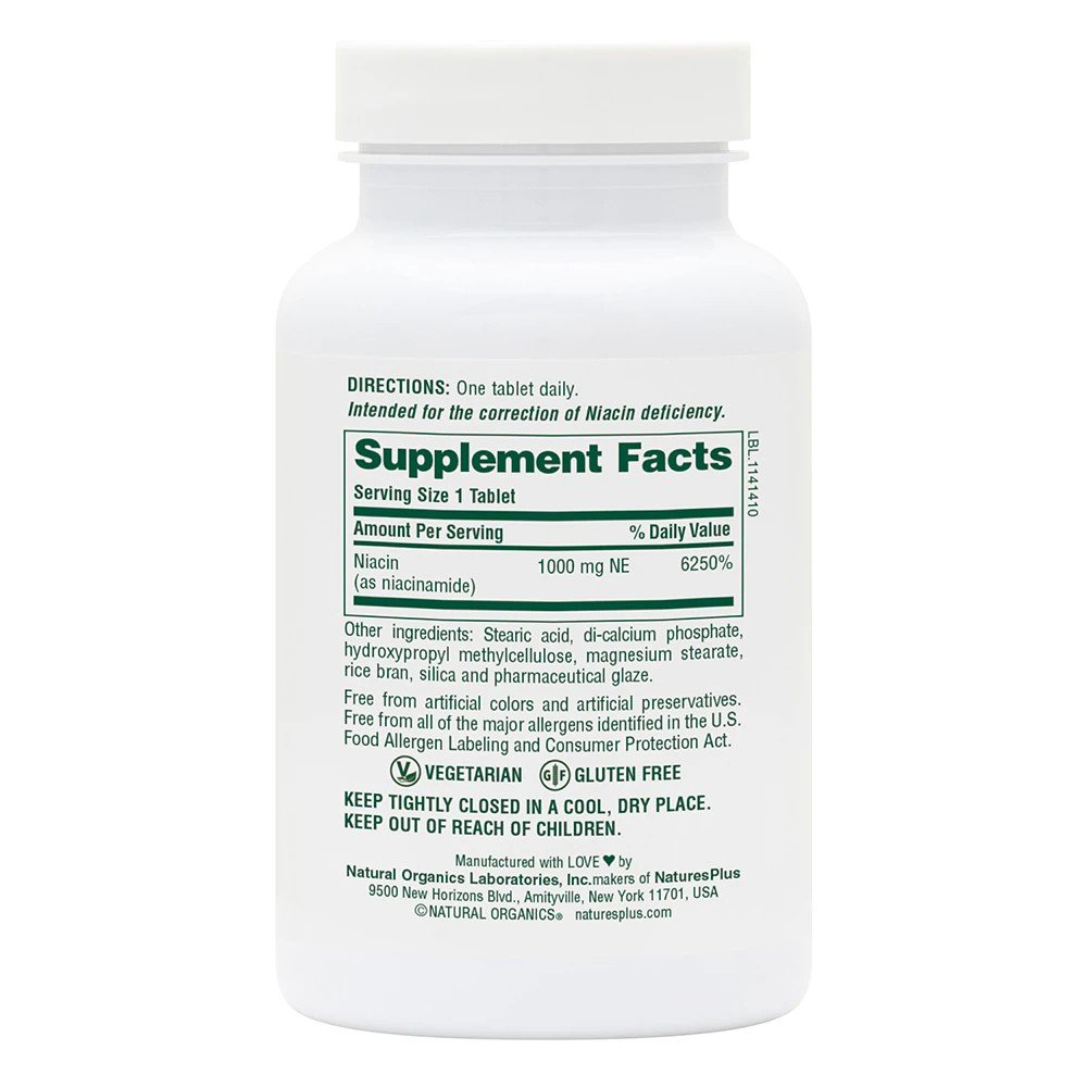 Nature&#39;s Plus Niacinamide 1,000mg Time Release 90 Sustained Release Tablet