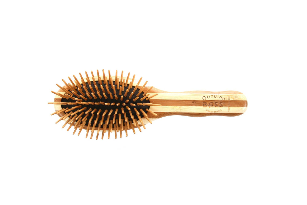 Bass Brushes Small Oval Cushion Hairbrush with  Wood Bristles Wood Handle 1 Brush