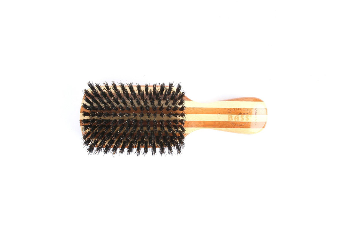 Bass Brushes Classic Men's Club Style 100% Natural Boar Bristles Striped Bamboo Handle 1 Brush