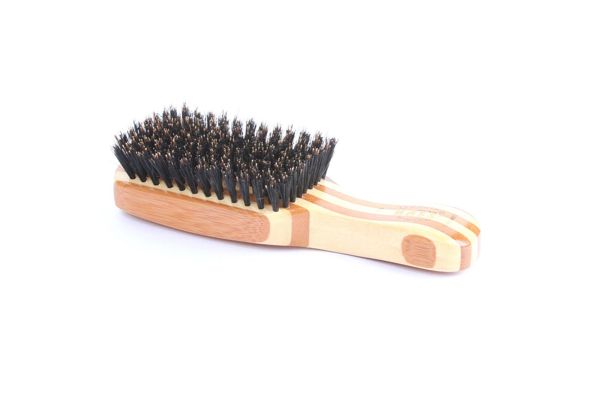 Bass Brushes Classic Men&#39;s Club Style 100% Natural Boar Bristles Striped Bamboo Handle 1 Brush