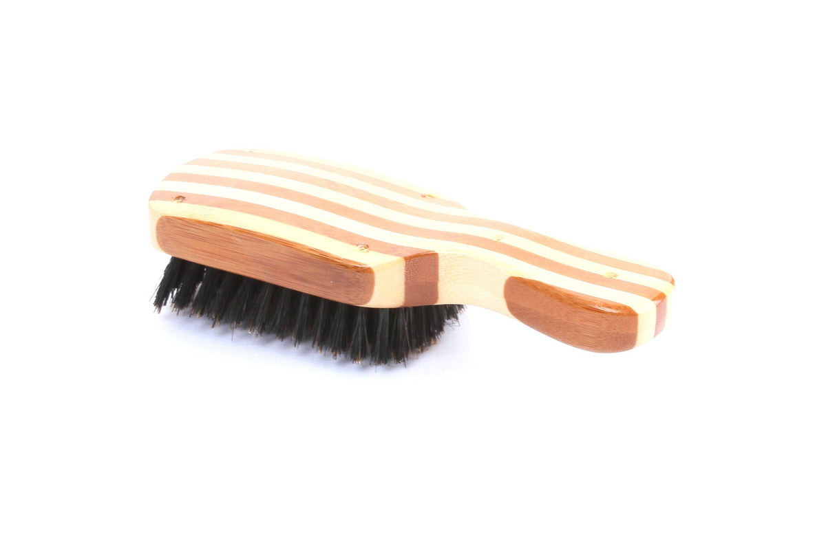 Bass Brushes Classic Men&#39;s Club Style 100% Natural Boar Bristles Striped Bamboo Handle 1 Brush