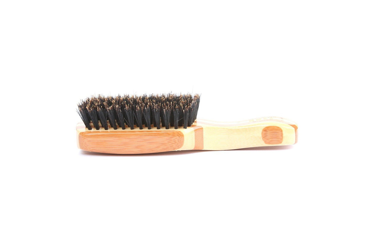 Bass Brushes Classic Men&#39;s Club Style 100% Natural Boar Bristles Striped Bamboo Handle 1 Brush