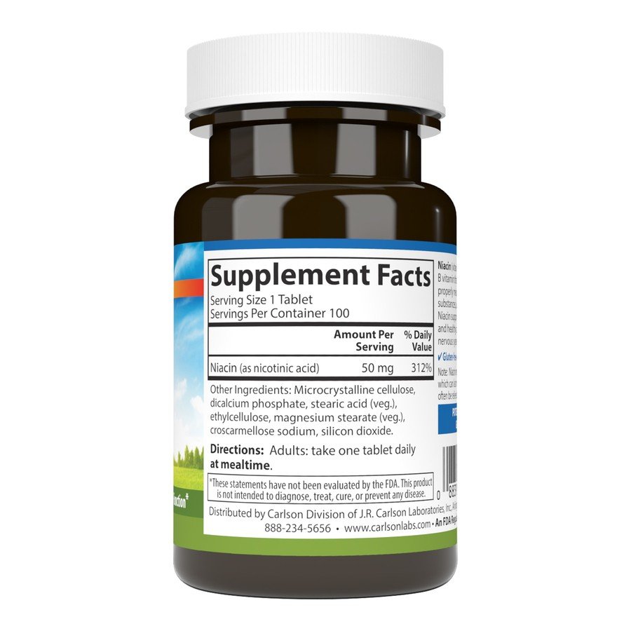 Carlson Laboratories Niacin 50mg 100 Tablet