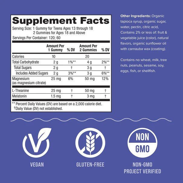 Natural Vitality Calm Sleep Gummies Blueberry Pomegranate 120 Gummy