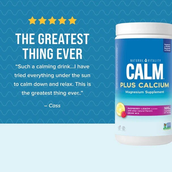 Natural Vitality Calm Plus Calcium Raspberry Lemon 8 oz Powder