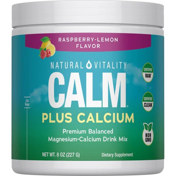 Natural Vitality Calm Plus Calcium Raspberry Lemon 8 oz Powder