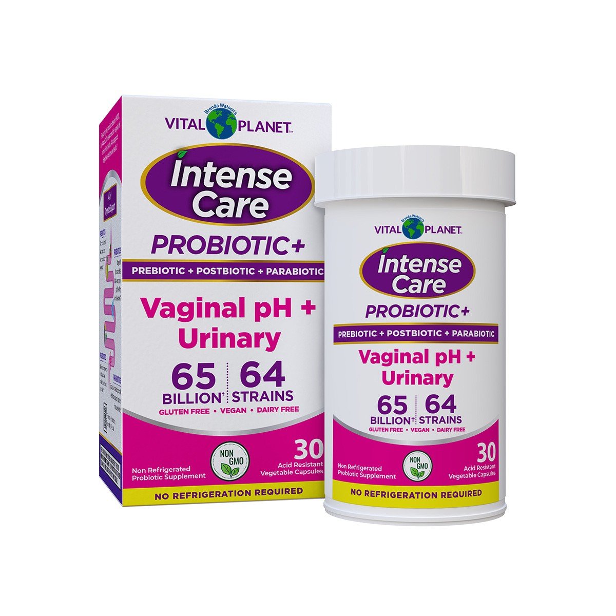 Vital Planet Intense Care Probiotic-Vaginal pH + Urinary-No Refrigeration Required 30 Acid Resistant Vegetable Capsules