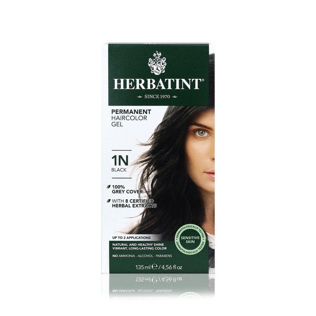 Herbatint 1N-Black-Permanent Hair Color Gel 4.56 fl oz Liquid