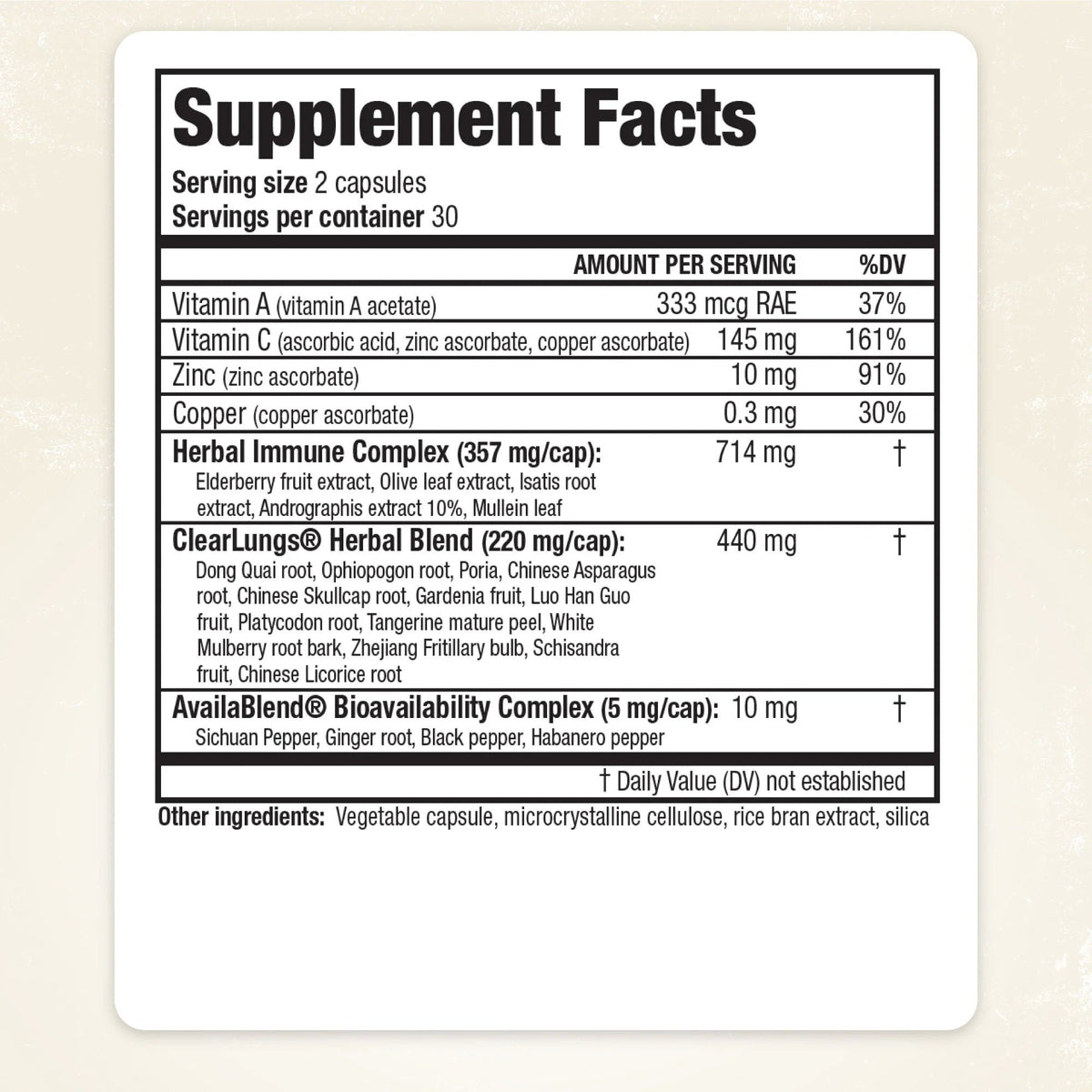 Ridgecrest Herbals ClearLungs Immune 60 VegCap