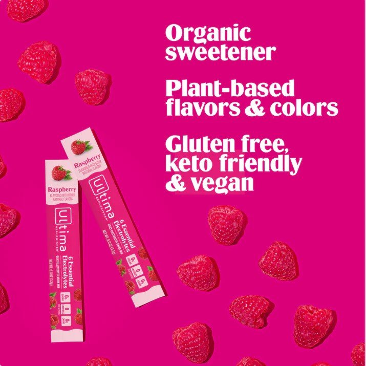 Ultima Replenisher Daily Electrolyte Drink Mix-Raspberry-20 Stickpacks 20-0.13 oz (3.7 g) Powder