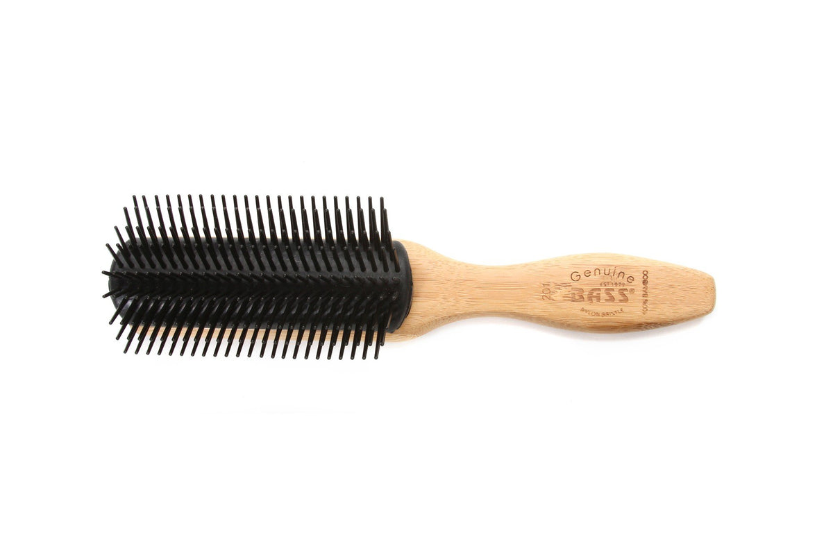 Bass Brushes Style 9 Row Hairbrush with Nylon Bristle & Bamboo Handle 1 Brush