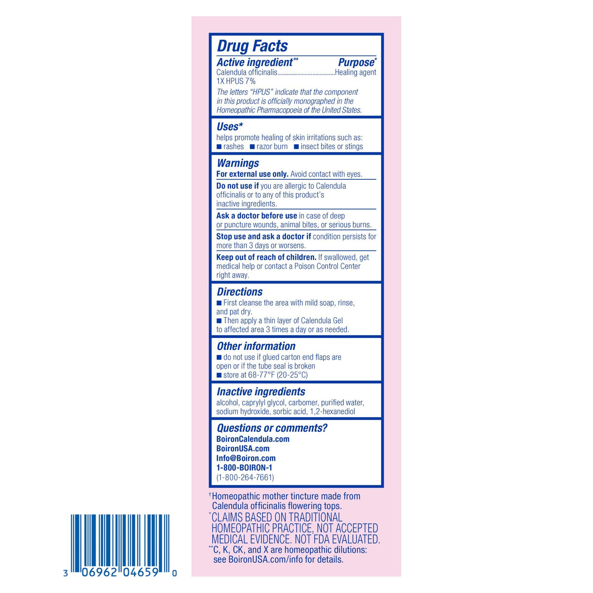 Boiron Calendula Gel Homeopathic Medicine For Skin Irritations 2.6 oz Gel