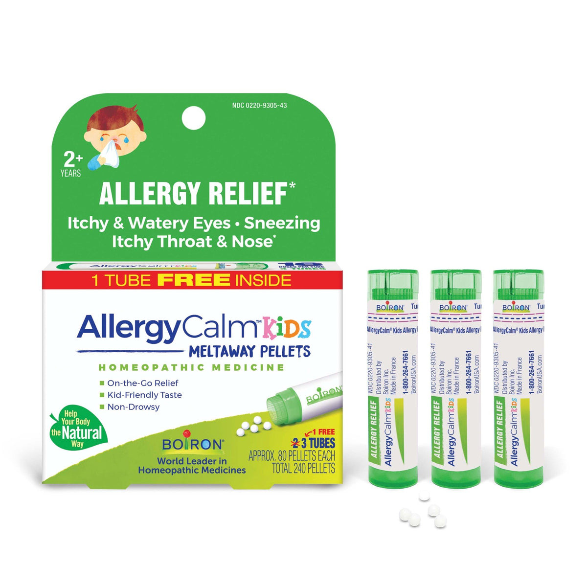 Boiron AllergyCalm Kids Homeopathic Medicine For Allergy Relief 3 Tubes Box