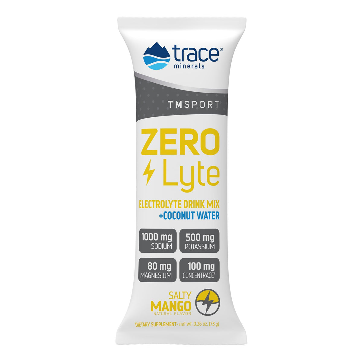 Trace Minerals ZEROLyte - Electrolyte Drink Mix + Salty Mango Powder 30 - 0.25 oz (7g) pa Powder