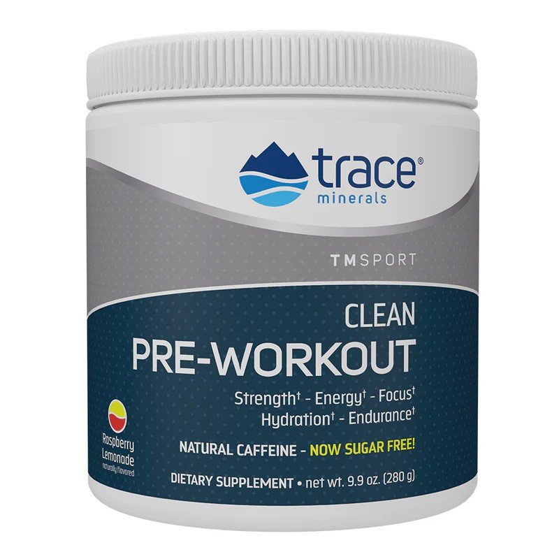 Trace Minerals Clean Pre-Workout-Sugar Free-Raspberry Lemonade-Powder 9.9 oz.(280 g) Powder