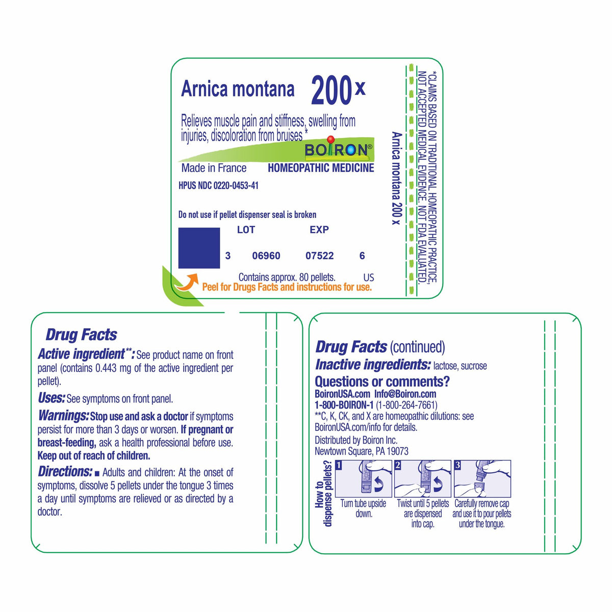 Boiron Arnica Montana 200X Homeopathic Single Medicine For Pain 80 Pellet