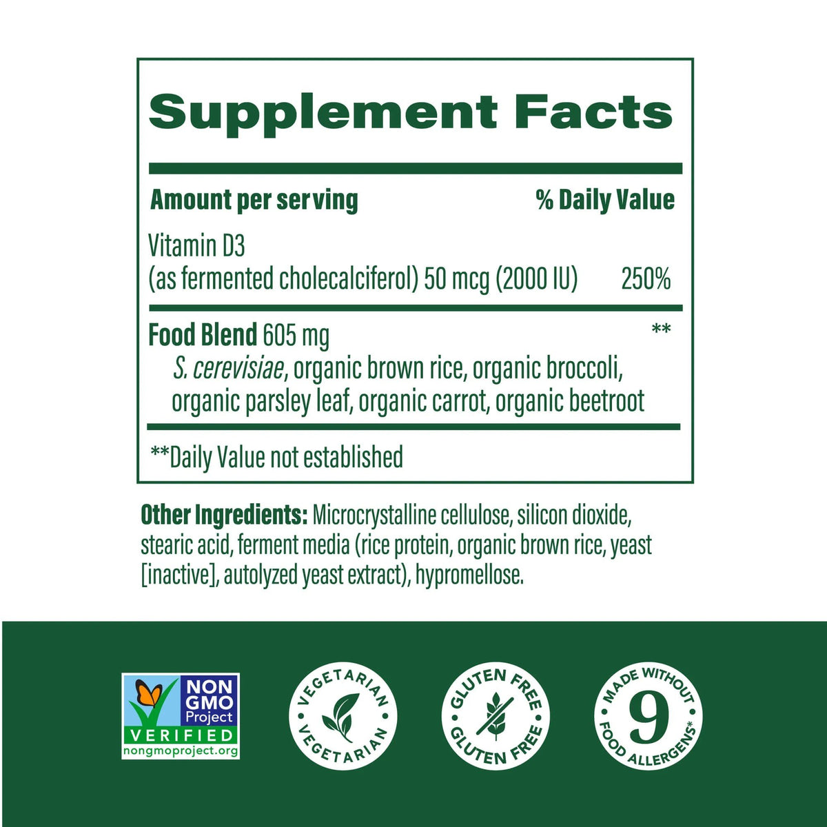 MegaFood Vitamin D-3 2000 IU 90 Tablet